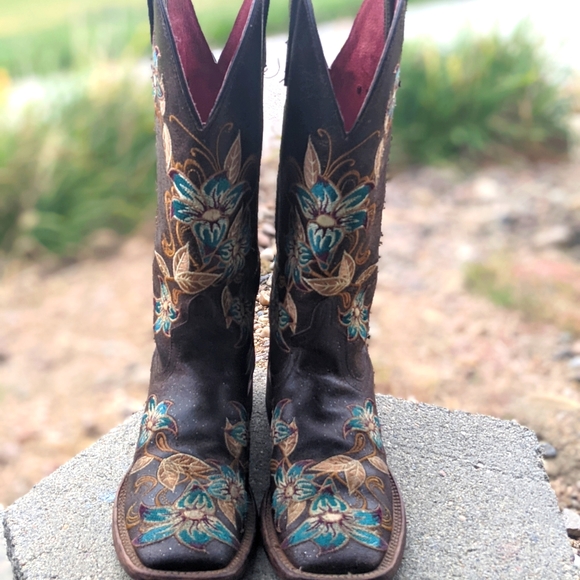 MACIE BEAN M9034 Glitterific brown leather floral embroidery cowgirl boots sz 6 - Picture 10 of 16